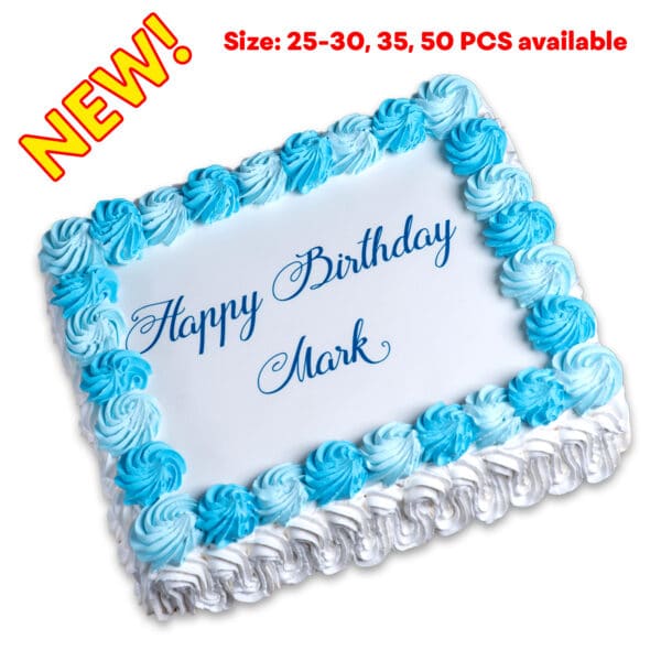 Blue Decor Happy Birthday Rectangle Cake