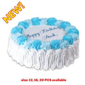 Blue Decor Happy Birthday Round Cake