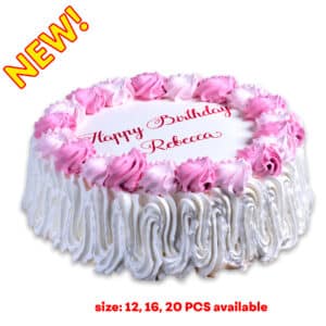 Pink Decor Happy Birthday Round Cake