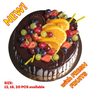 Round Cake with Chocolate and Fresh Fruits