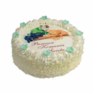 cream blue 1st holy communion cake