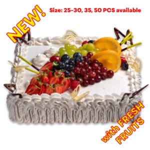 Fresh Fruits Decorated Rectangle Birthday Cake